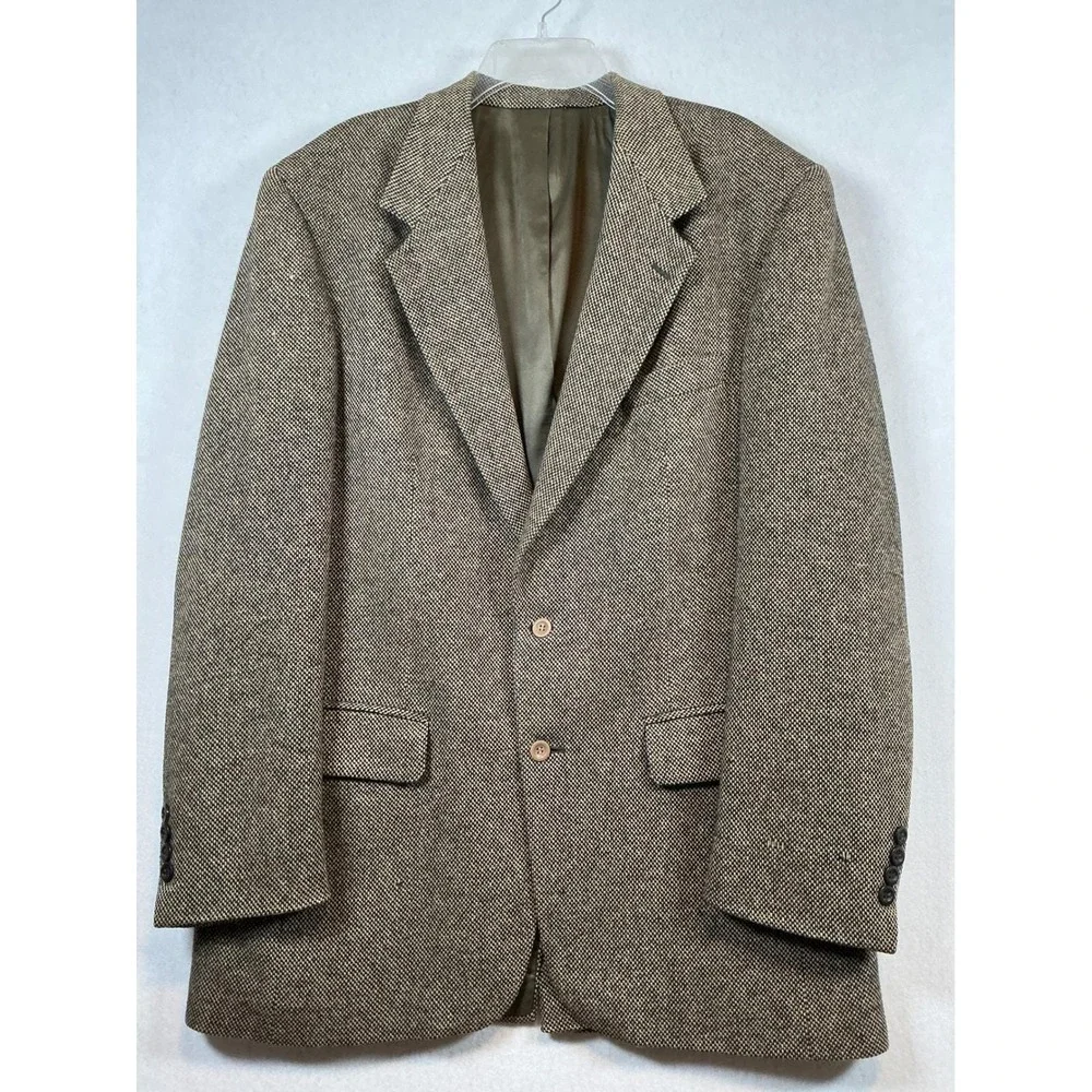 Bill Blass Menswear‎ Lord & Taylor Blazer Tan Black Micro Check Sport Coat Mens